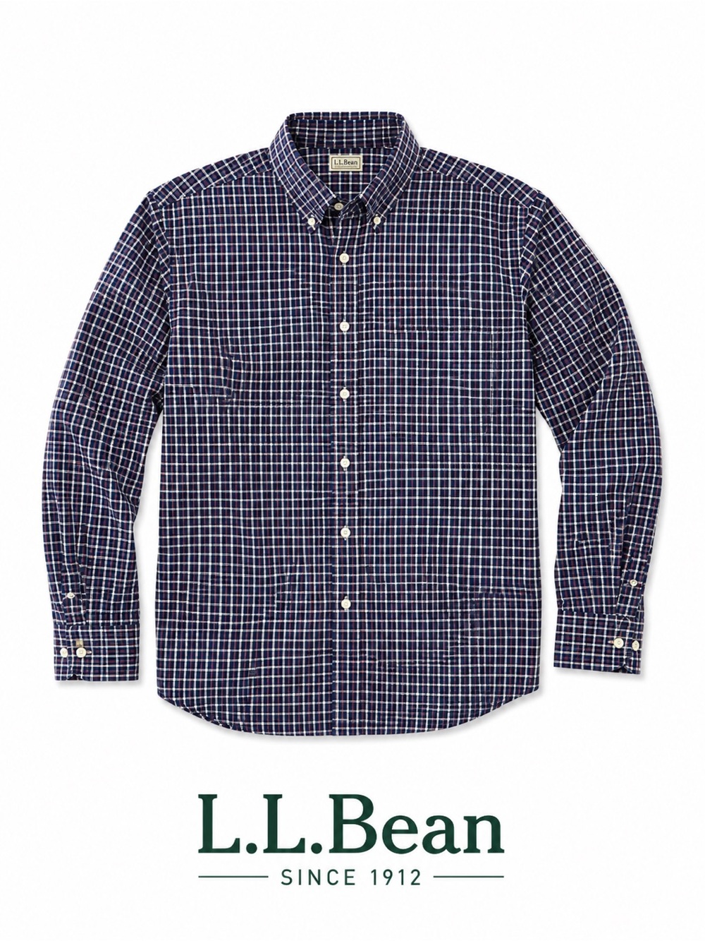 L.L.Bean CoolMax Plaid Shirt Men’s Medium Navy